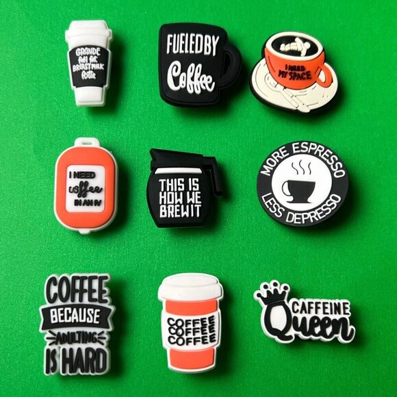 Crocs Accessories - Coffee Lover Crocs Shoe Charms Set of 9 - jibbitz Charms